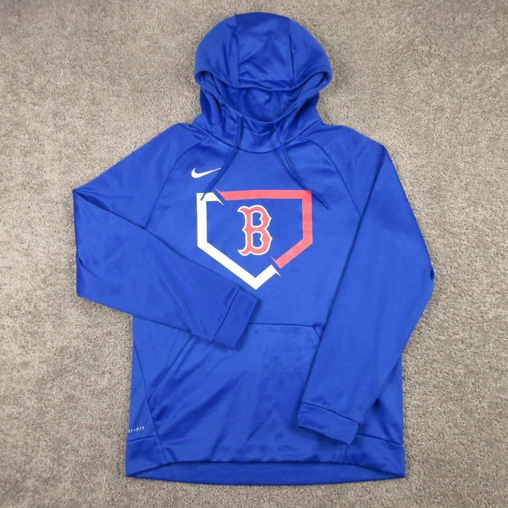 Boston Red Sox Sweater Mens Large Blue Hoodie Sweatshirt Nike Drifit Baseball
